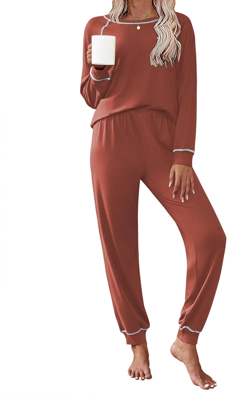 Ekouaer Pajamas Set for Women Soft Comfy Pjs Sets Long Sleeve Sleepwear Loungewear S-XXL