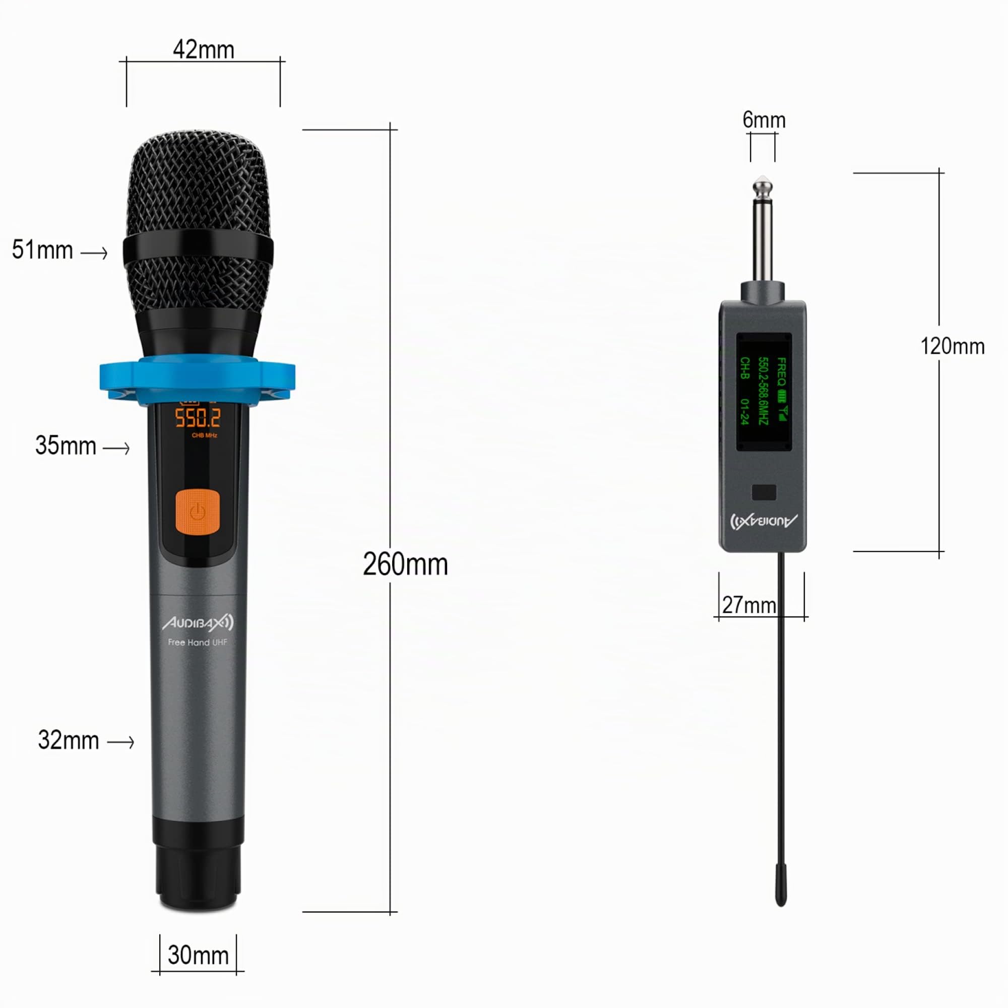 Audibax Missouri Free Hand UHF Micrófono Mano Inalámbrico