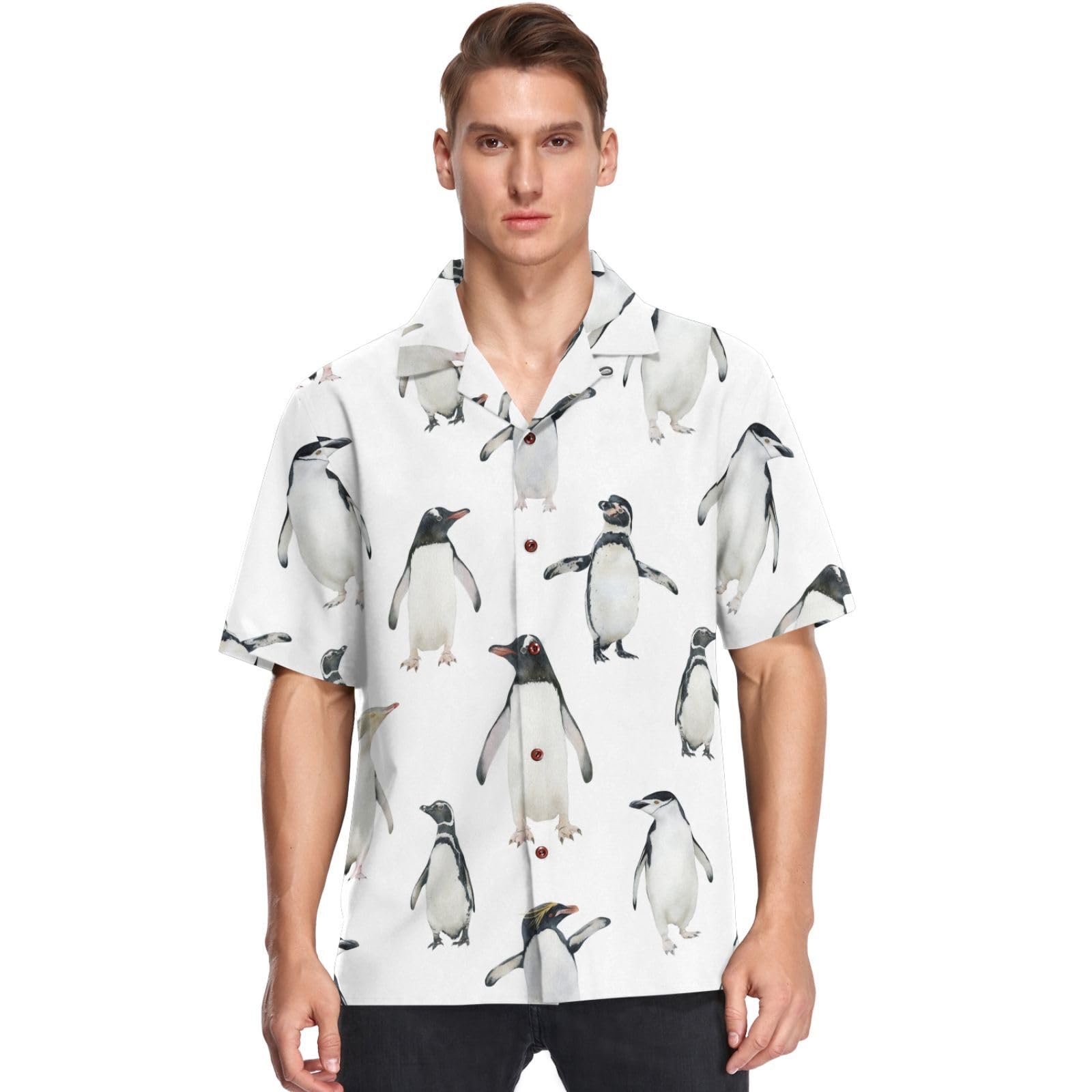 visesunny Stylish Men's Seasonal Hawaiian Print Button Down Short Sleeve Shirt S-XXL