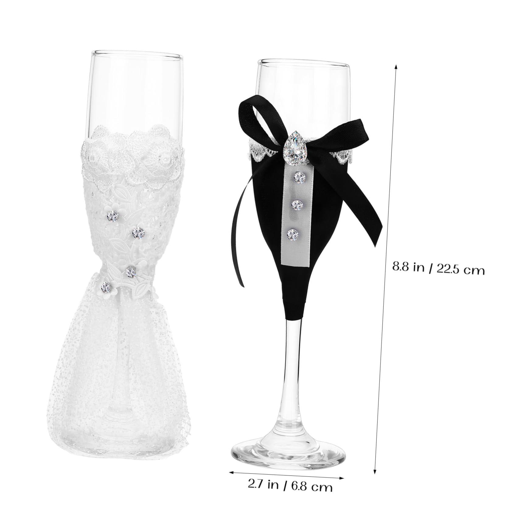 OUNONA Juego de Copas de Boda 1 Set de Vidrio para Brindis Nupcial