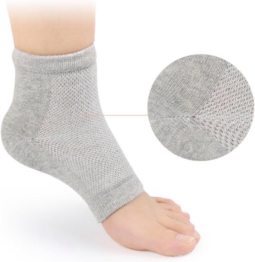 Xiaoyu Soft Ventilate Gel Heel Socks Open Toe Socks for Dry Hard Cracked Skin Moisturizing Day Night Care Skin, 3 works (Pink - Image 5