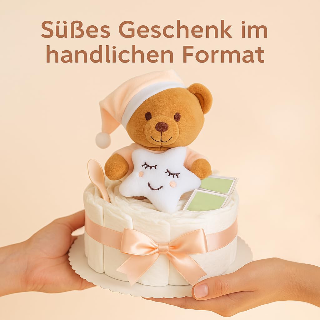 Gâteau De Couches Bébé Fille & Garçon - Fait Main En Allemagne Avec Hochet Koala, Sac Rangement & Film Cadeau - Idéal Naissance, Baptême, Prénatal