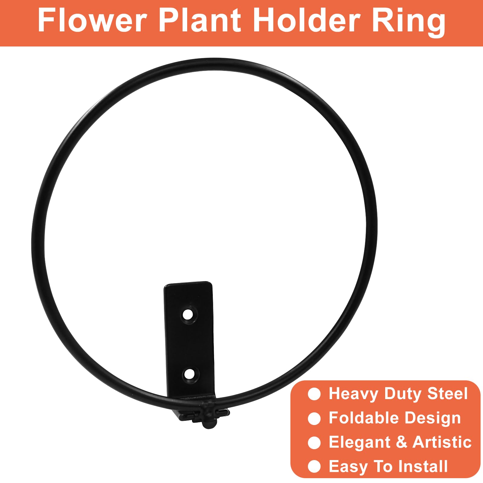 Biaungdo 15,2 cm Blumentopfhalter-Ring, 6 Stück Blumentopfaufhänger Wandmontage, Metall-Pflanzgefäß-Haken, mattschwarz, hängende Pflanzenständer-Ring-Haken, Wandhalterung für Außen, Innen