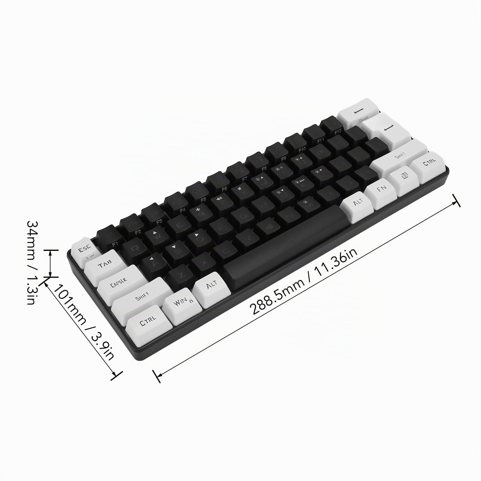 Bewinner 60% Mini Teclado RGB, 61 Teclas con Retroiluminación LED, Sensación Mecánica Ergonómica, Teclado para Juegos por Cable para Juegos de Oficina y Negocios (Negro)