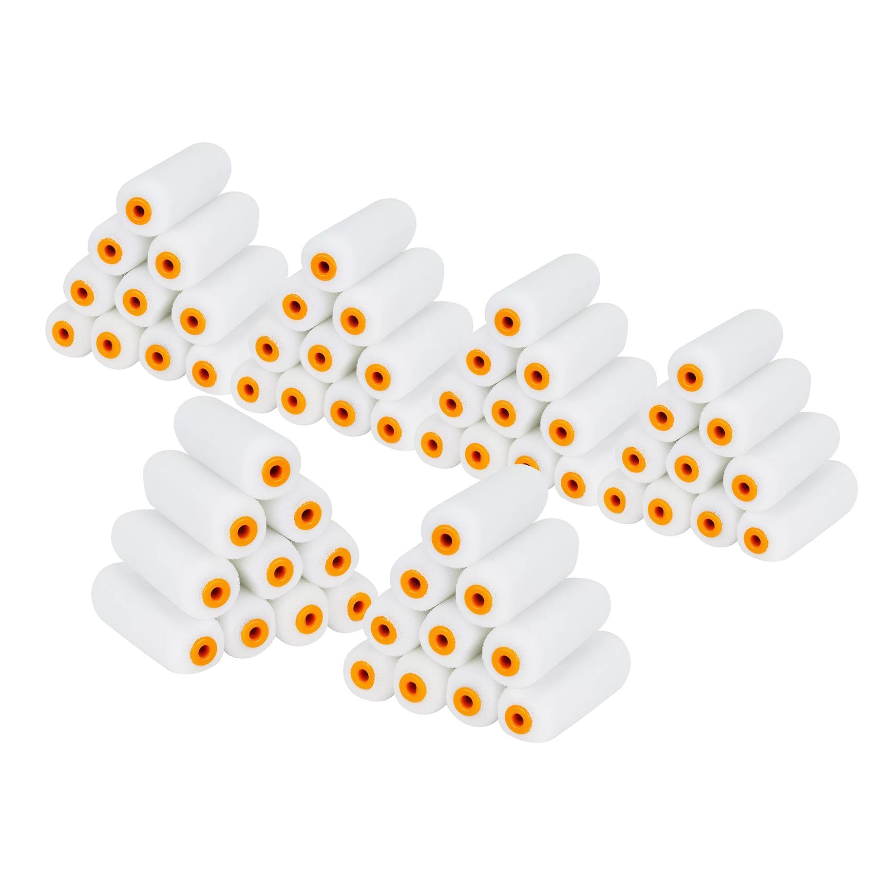 Simpa White 60 Piece 4" (100Mm) High Density Foam Mini Paint Rollers Refills For Gloss And Satin Paints On Smooth Surfaces.