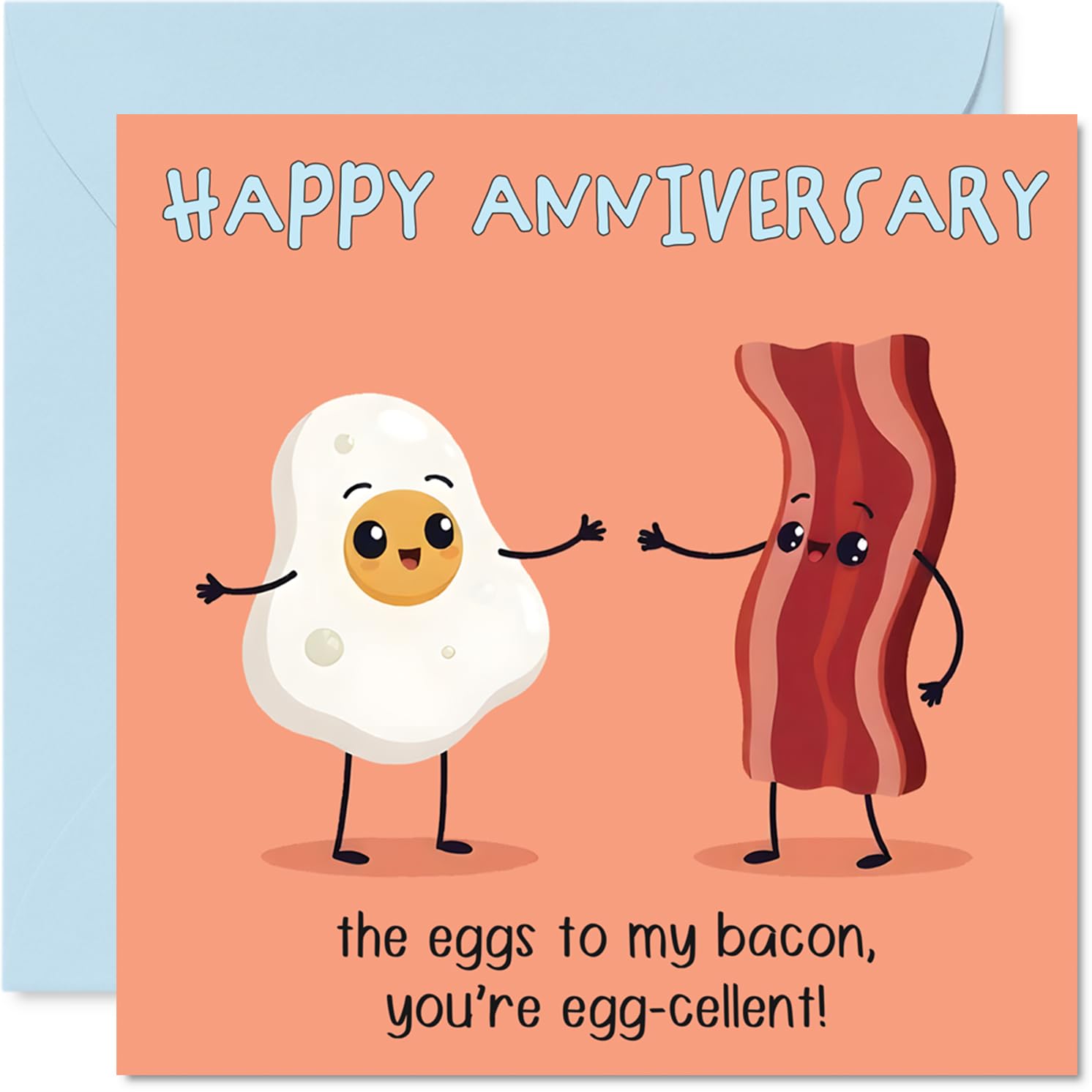 Funny Anniversary Card - Egg and Bacon - Cheeky Happy Anniversary Card for, 145mm Joke Humour Anniversaries Greeting Cards