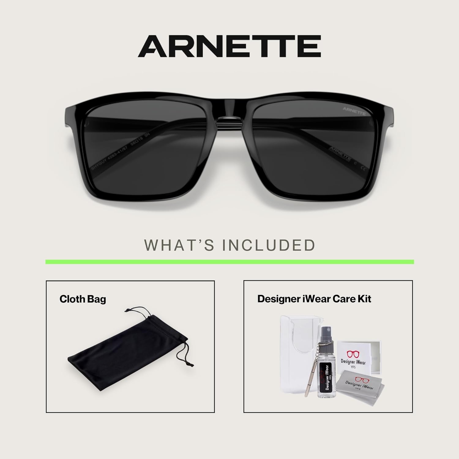 ARNETTE Shyguy AN4283 Square Sunglasses for Men for Women +BUNDLE with ACCESSORY EYEWEAR KIT