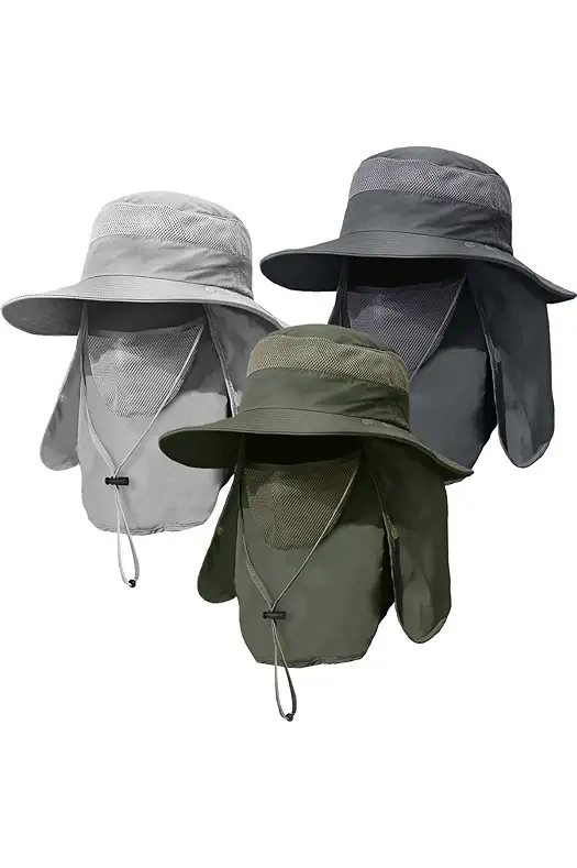 KIRAAT 3 Pack Mens Outdoor Wide Brim Fishing...