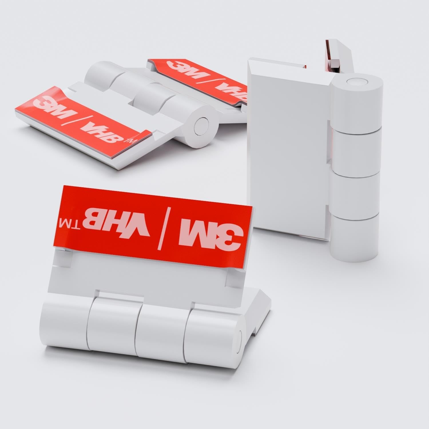 10x White Acrylic Piano Hinges, Self Adhesive, No Glue Required, 24mm (1 in)