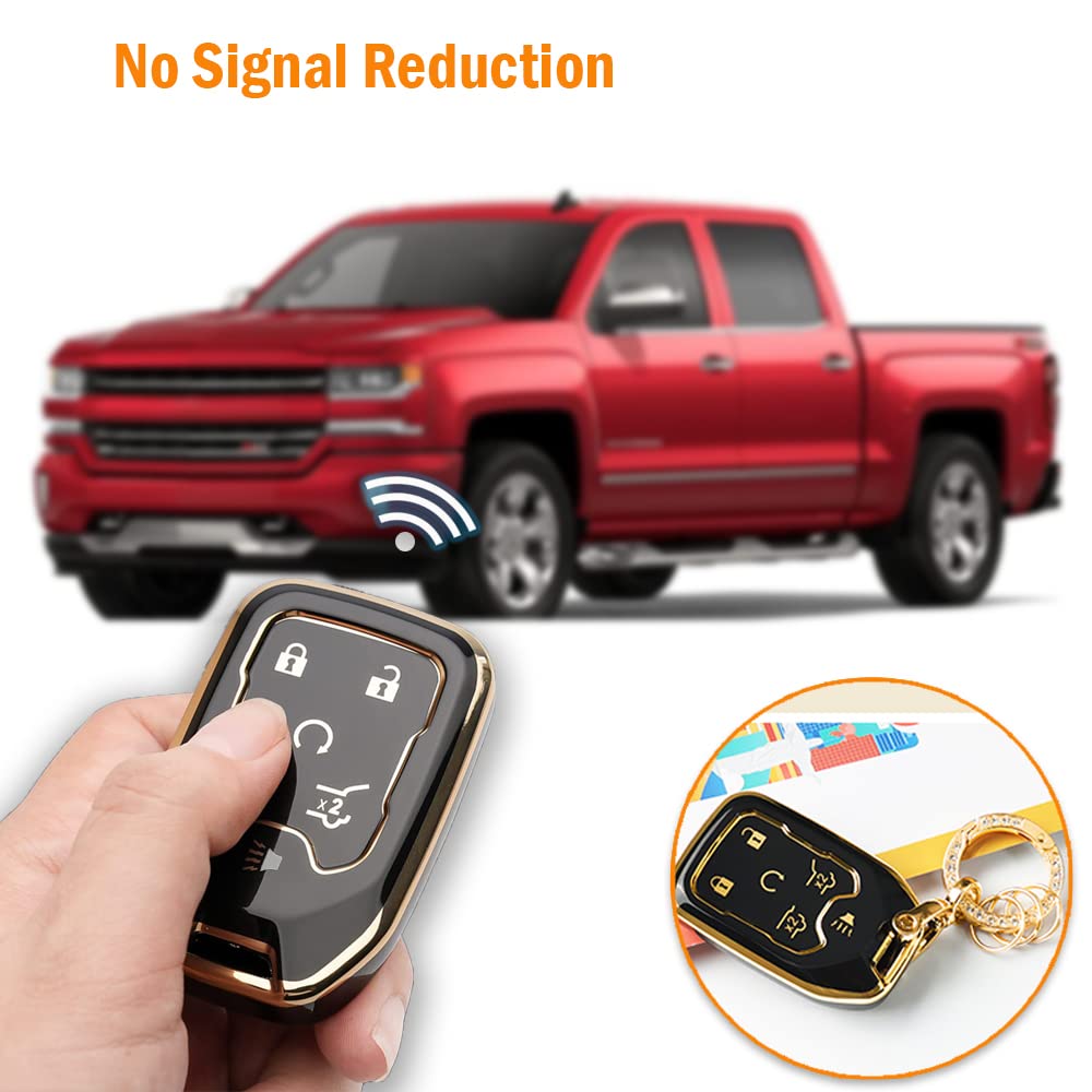 Smart Key Fob Cover 6 Pulsanti In TPU Con Borchie Oro – Compatibile Chevy Suburban, Tahoe, GMC Yukon/Yukon XL – Custodia Protettiva Morbida - 5