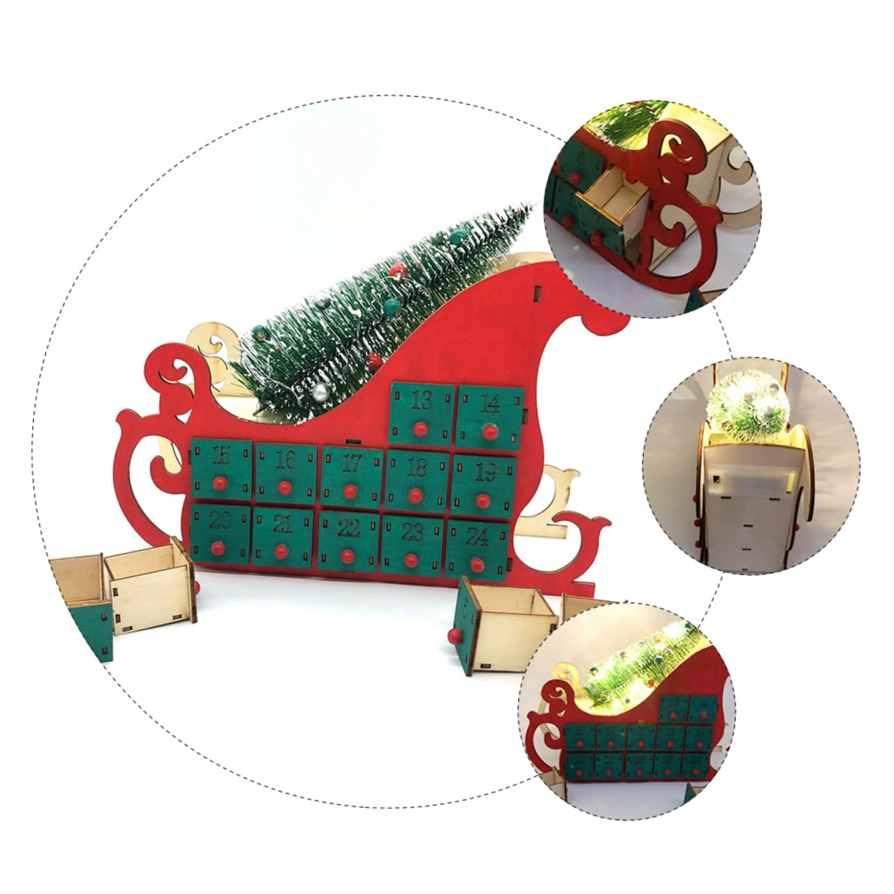 IMIKEYA Weihnachtstischdekoration mit Klassischem Design Grüner Adventskalender für Wohnzimmer und Geschäft Traditioneller Weihnachtskalender für Festliche Dekoration