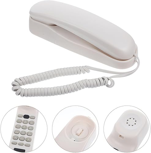Miniatura 6 de Teléfono de montaje en pared, estilo vintage, teléfono fijo con cable con botones para un fácil uso, material y superficie lisa, adecuado para el