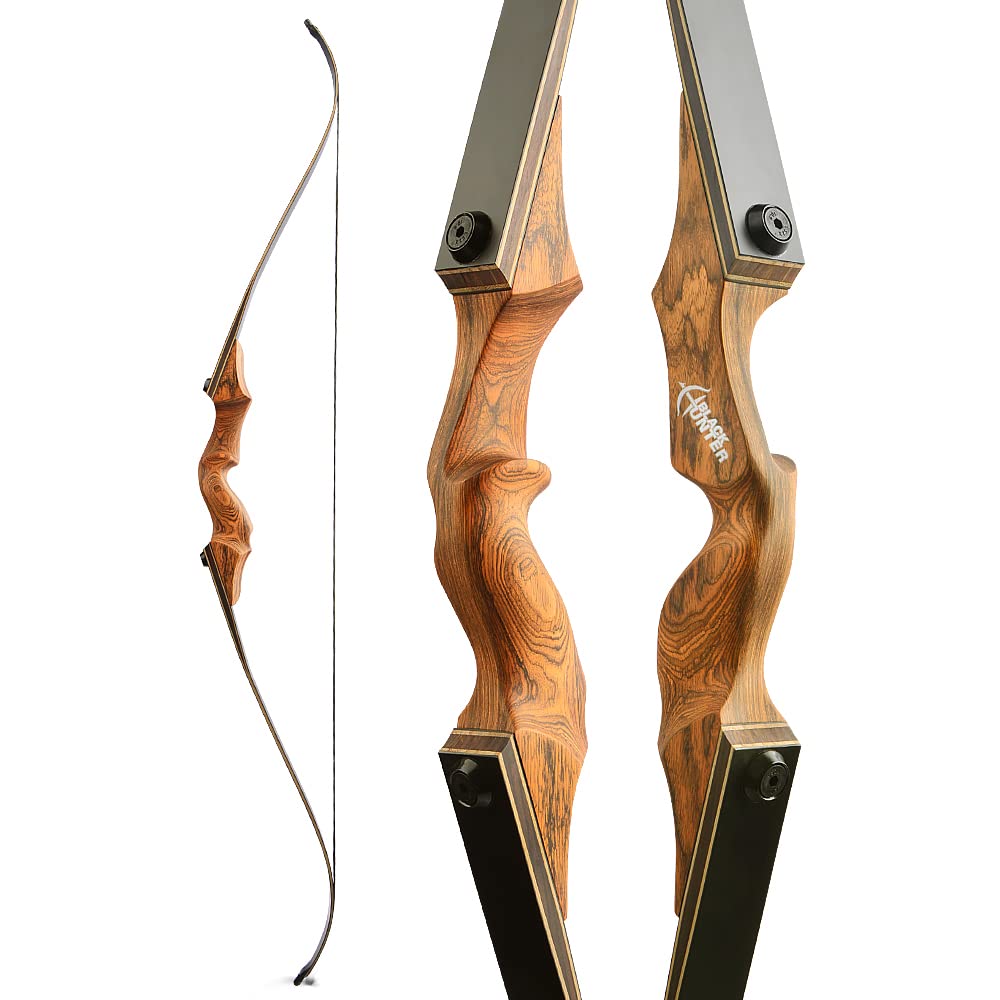 Poearcus 60” Black Hunter Original Recurve Bow and Arrow Set 20-60lbs Adult Archery Set Left/Right Handed Hunting Bow Competition Bow Longbow for Shooting (Recurve bow, 30 ibs, Right Hand)