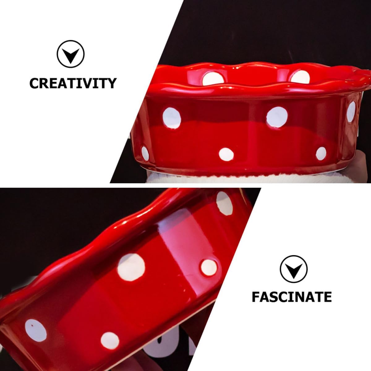 Cheese Baking Bowl 350ml Heat Resistant Ceramic Polka Dot Small Rice Bowl Red for Kitchen Baking and Salad Serving