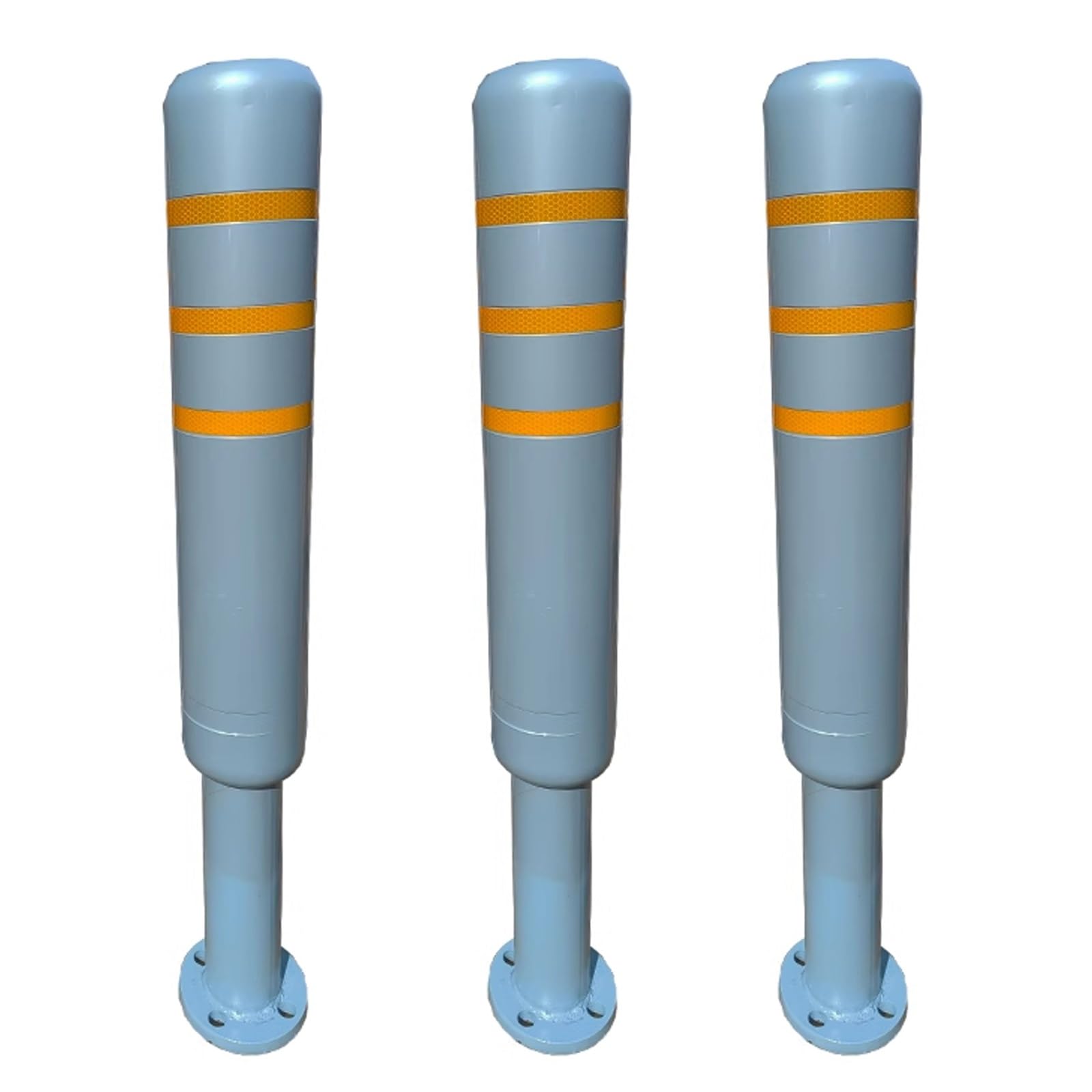 MOKLYF Safety Bollard Post Steel Pipe, Anti-Collision Warning Pile, Traffic neator Post Cones, Driveway Parking Interceptor Bollard, Perfect for Traffic-Sensitive Area (Gray (4pcs))