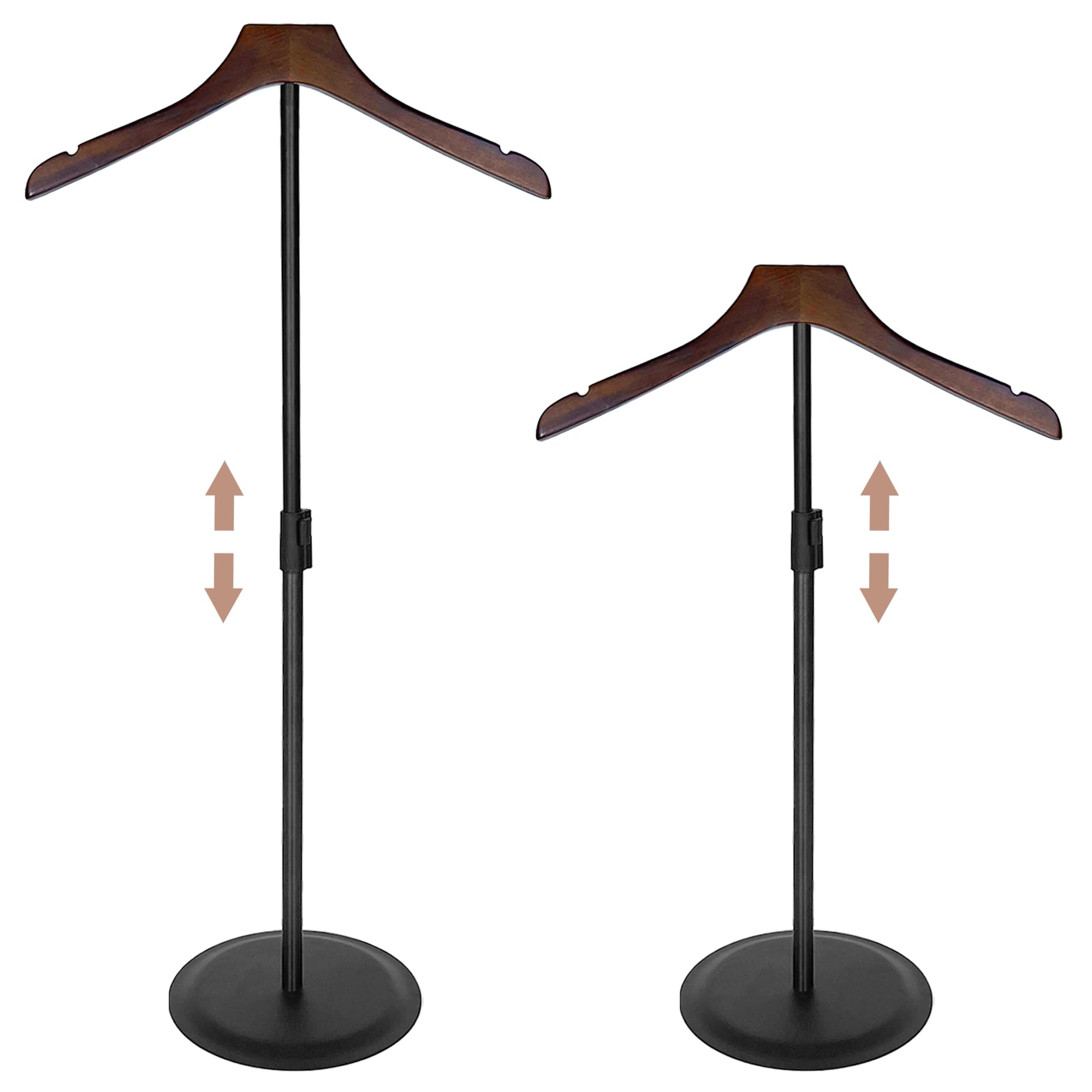 KORETECH 2 Pack Shirt Display 35" Height Adjustable Shoulder Stand Shirt Rack, T Shirt Display Stand for Shops, Steaming Clothes Holder, Black