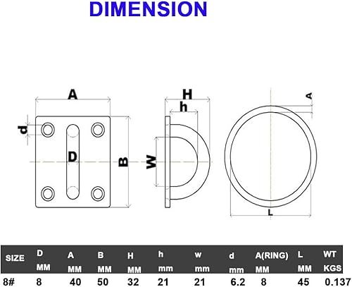 Miniatura 6 de MIKMAYTOO Ganchos de techo para montaje en pared, resistente de 1000 libras, almohadilla de anclaje para perro, placa de ojo de acero inoxidable 304