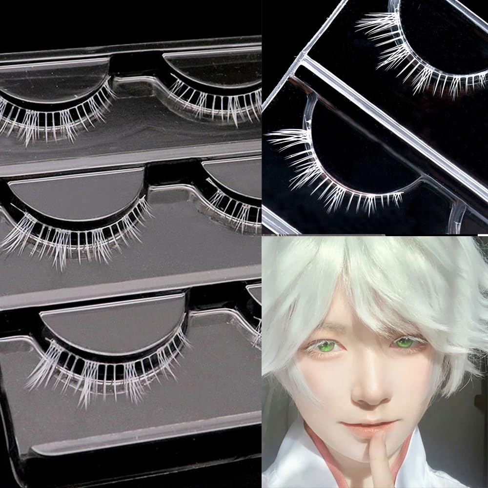 3 Pairs Makeup White Color Bottom Eyelashes Set Cosplay Color Eye Lashes Anime Manga Lower Eyelash Tools Fluffy