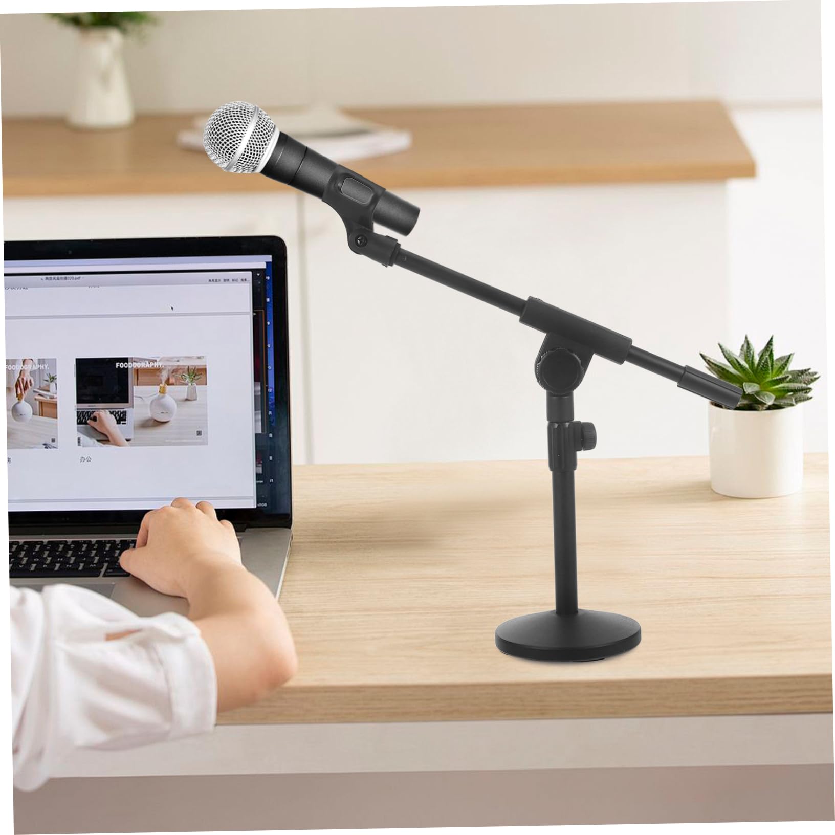 ibasenice Base Per Microfono Supporto Da Tavolo Regolabile Estensibile Con Clip Per Microfono Per Podcast Musicisti Hobbisti