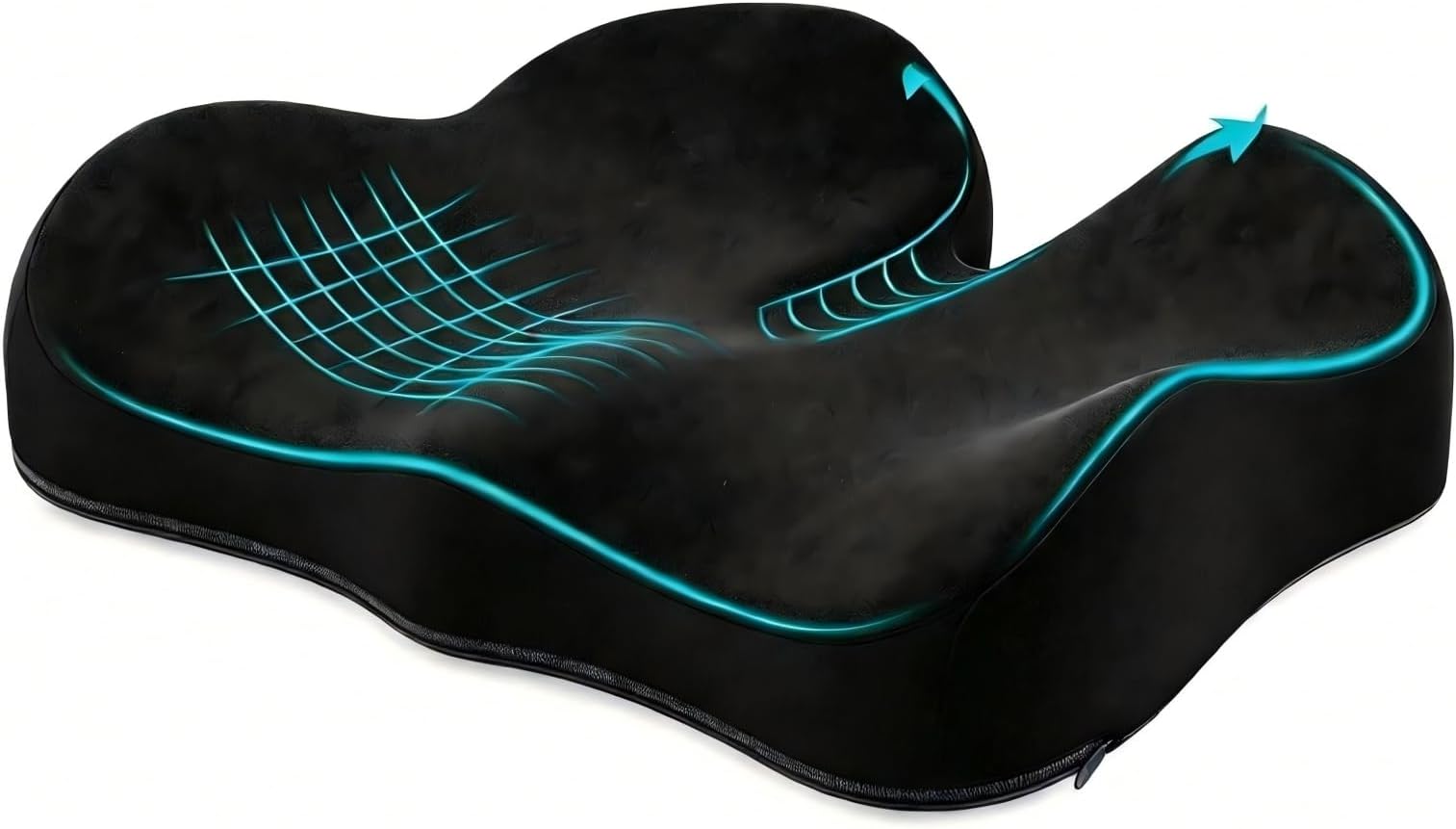 Benazcap Memory Foam Coccyx Cushion to Reduce Tailbone Pressure, Black.