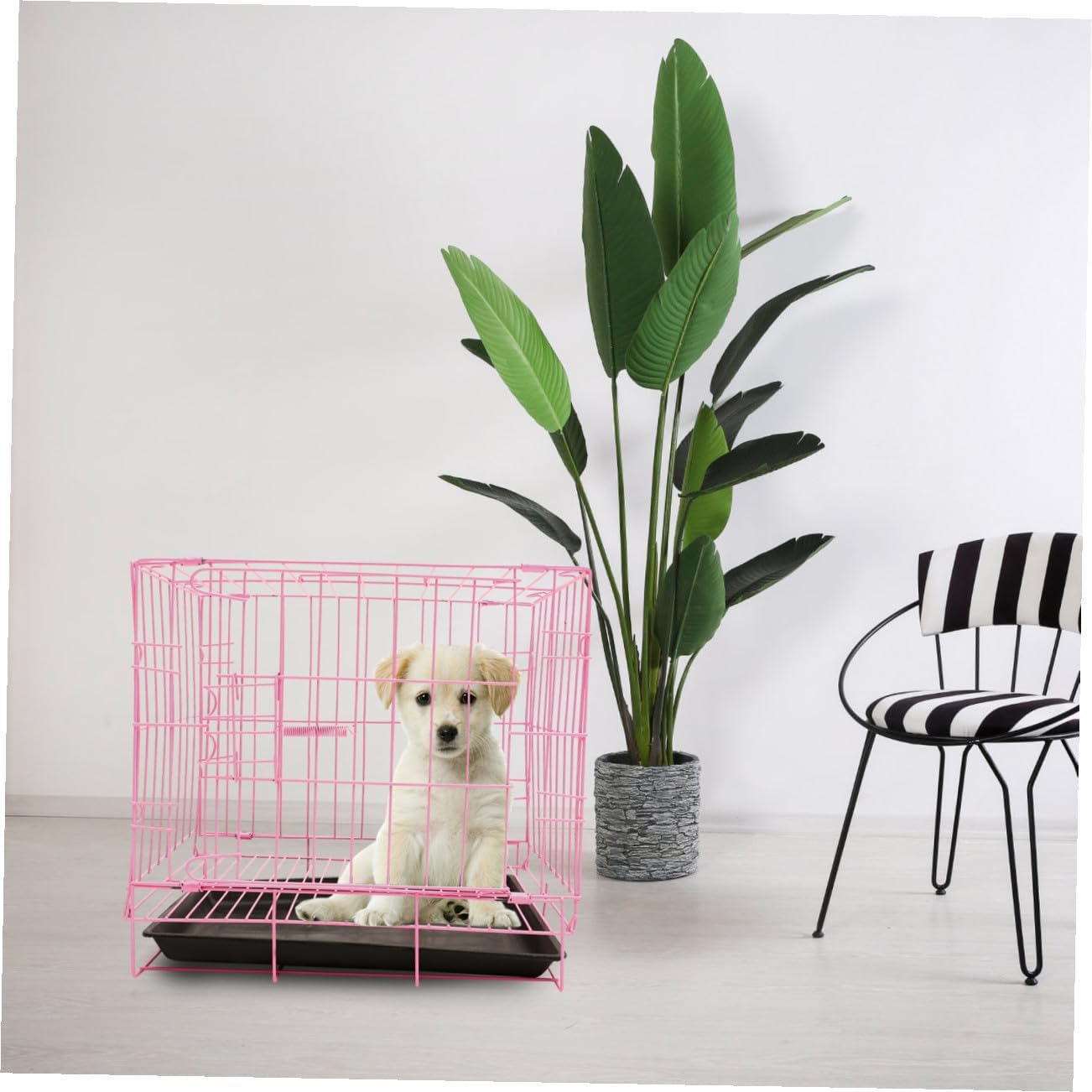 Crates for Dogs Indoor Dog Crate Cage 35 * 26 * 34cm with Toilet for Small Cats Rabbits (Pink)