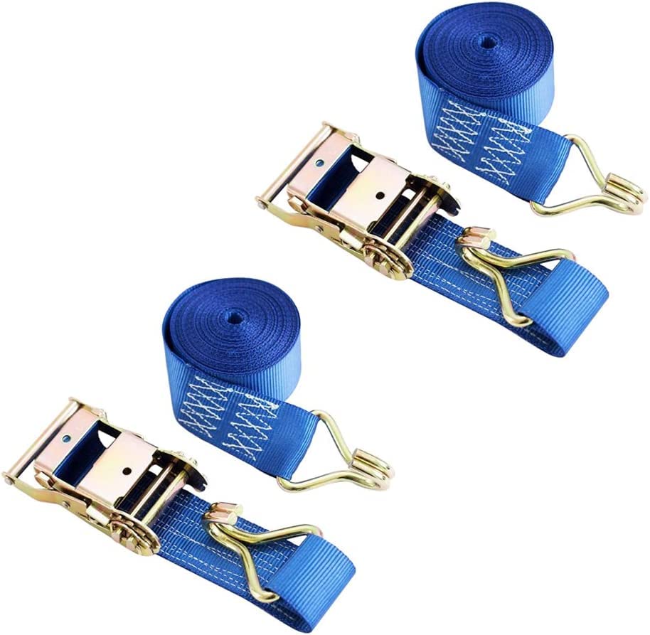 Diversity Wrap Ratchet Tie Down Straps Set x2 (3m x 50mm) - 2000kg Break Strength Heavy Duty with J Hooks Iron Handles Weather Resistant Blue Polyester Webbing Straps