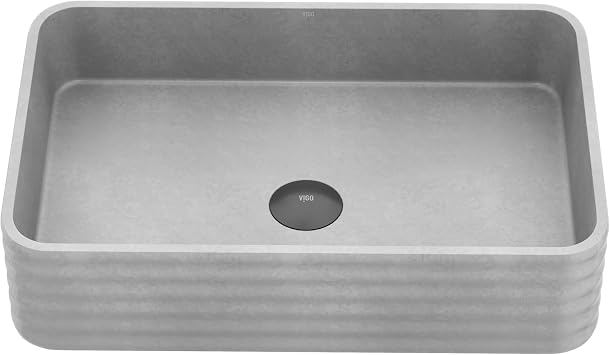 VIGO Cadman 21"L x 14"W x 5"H Over the Counter Concrete Rectangular Vessel Bathroom Sink in Gray -VG04074