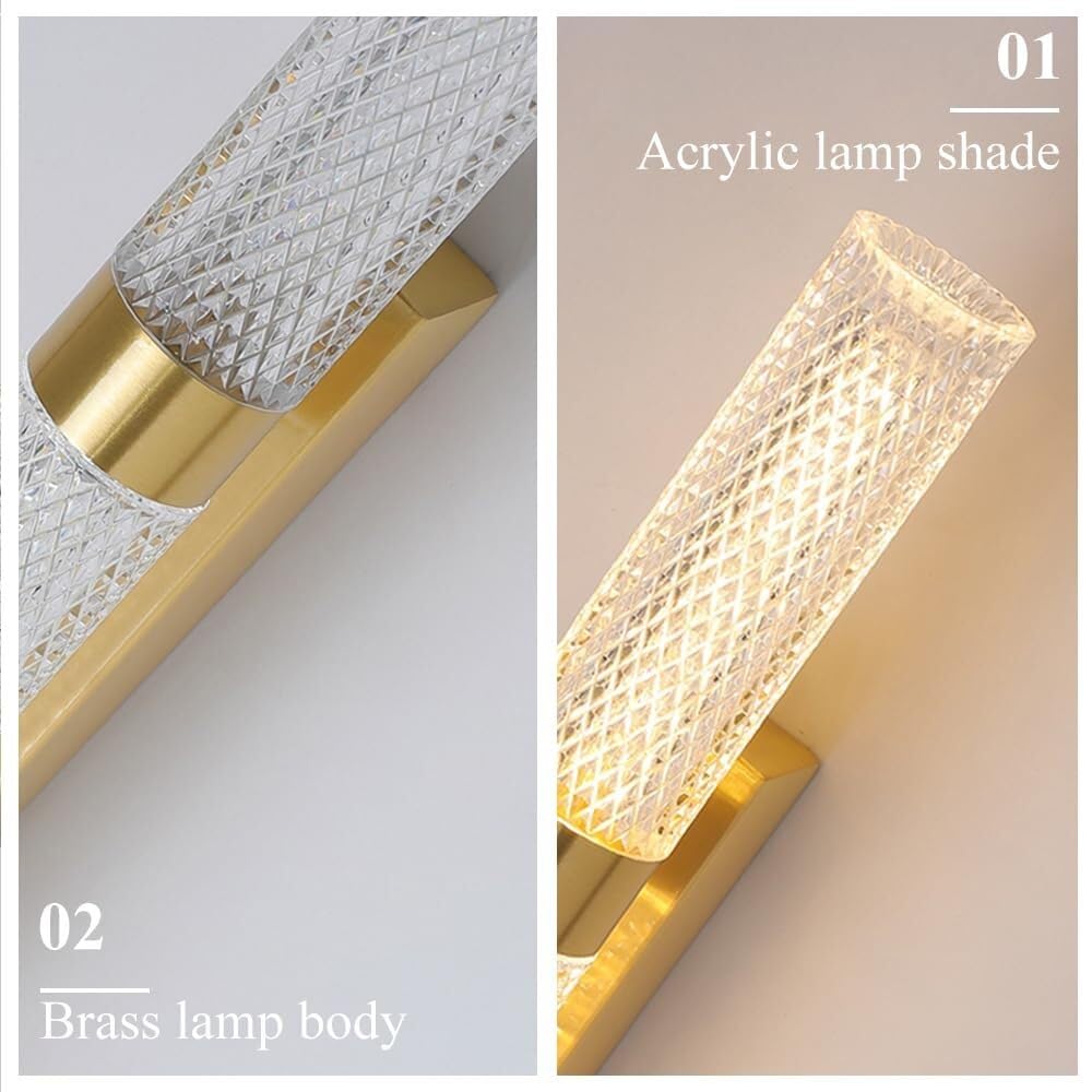 Applique da parete moderne a tubo lungo Lampadari minimalisti dimmerabili su giù Creatività Lampada bagno lineare in ottone for vanità Camera letto Corridoio Scala/D/66Cm,D-33Cm,D-66Cm(K,33Cm)
