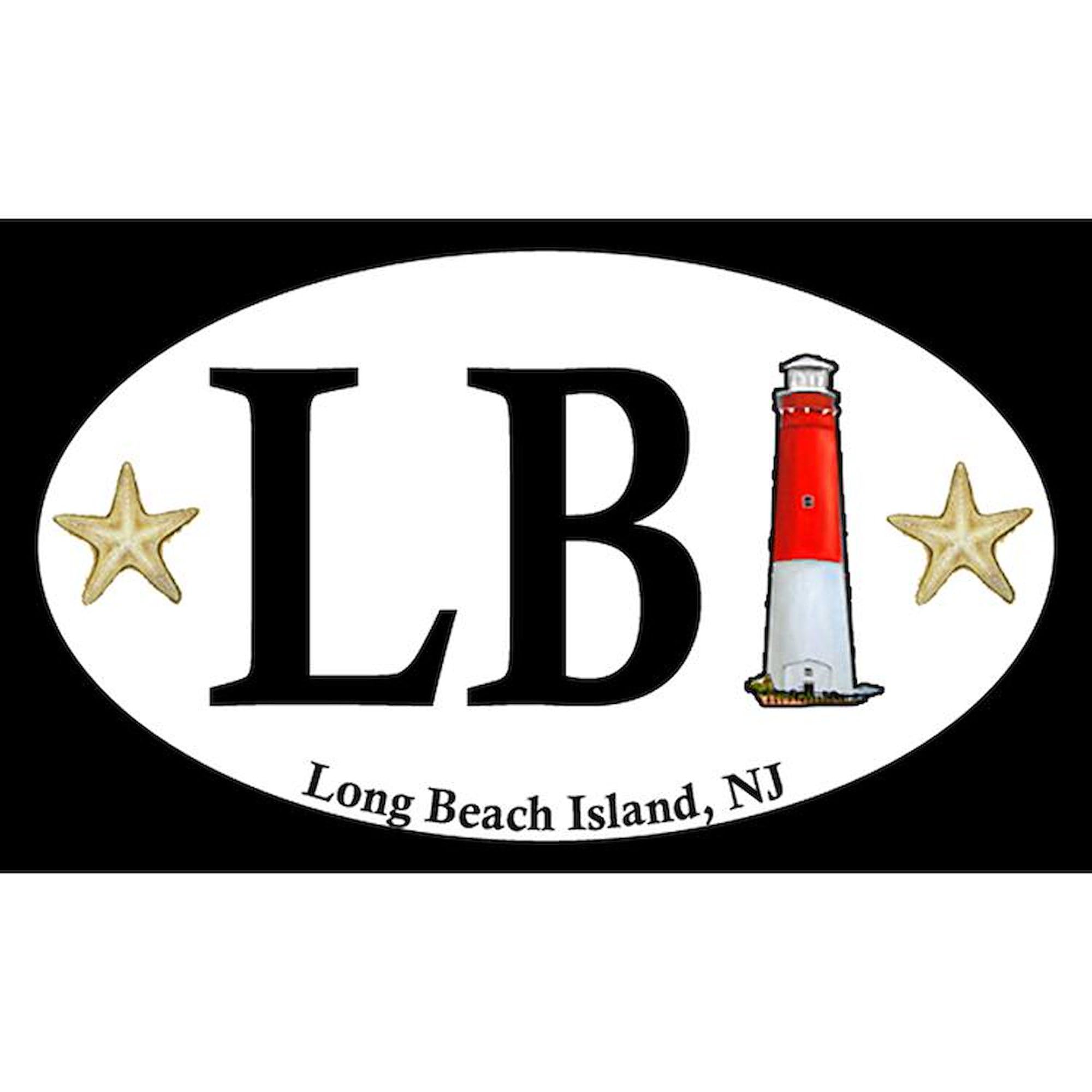 CafePress LBI Car Magnet with Light House Oval Car Magnet, Euro Oval Bumper Magnet