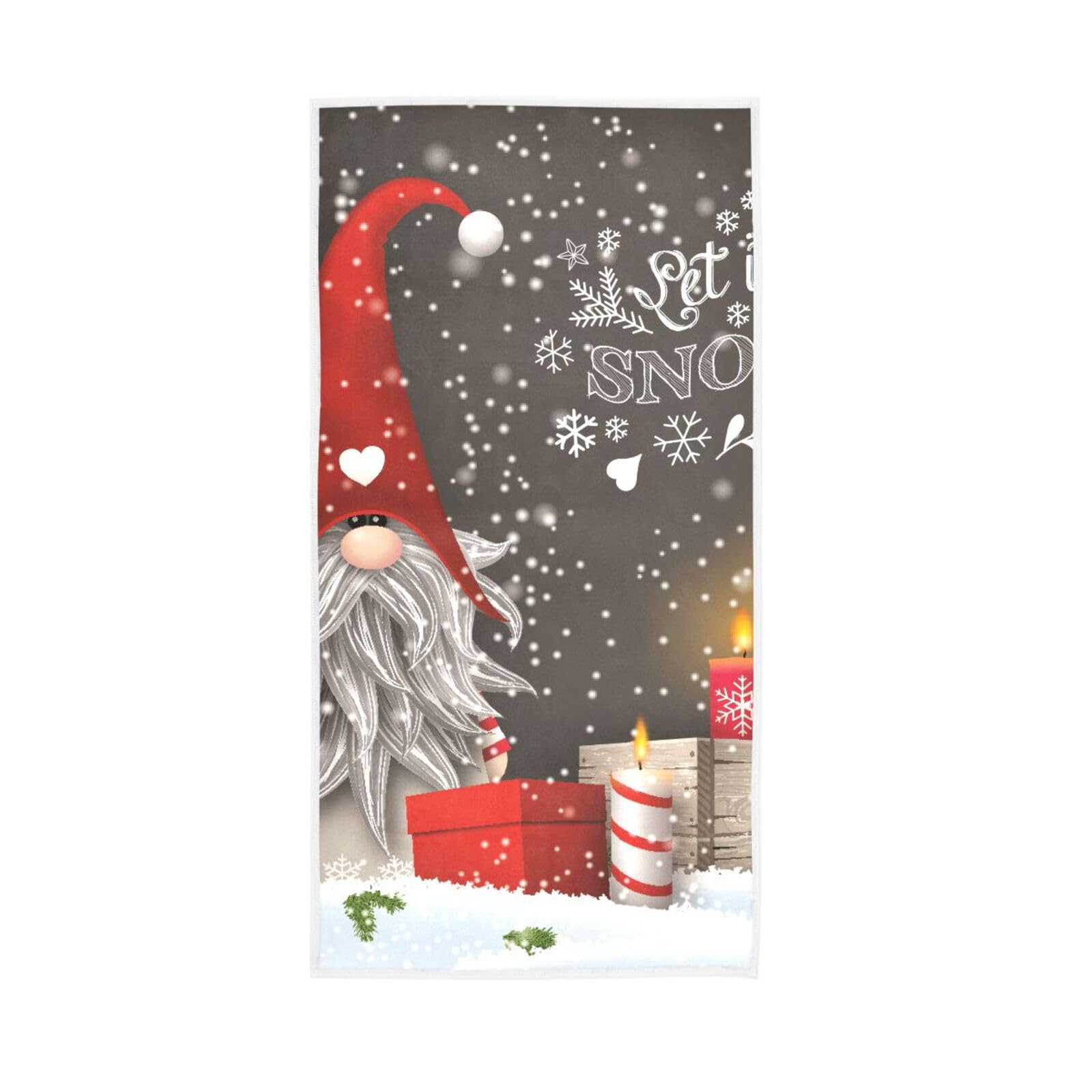 LSRCPD Christmas Snow Gnome Bathroom Hand Towels, 15 x 30 Inch Decorative Bath Towels Printed Hand Towels Face Drying Towel