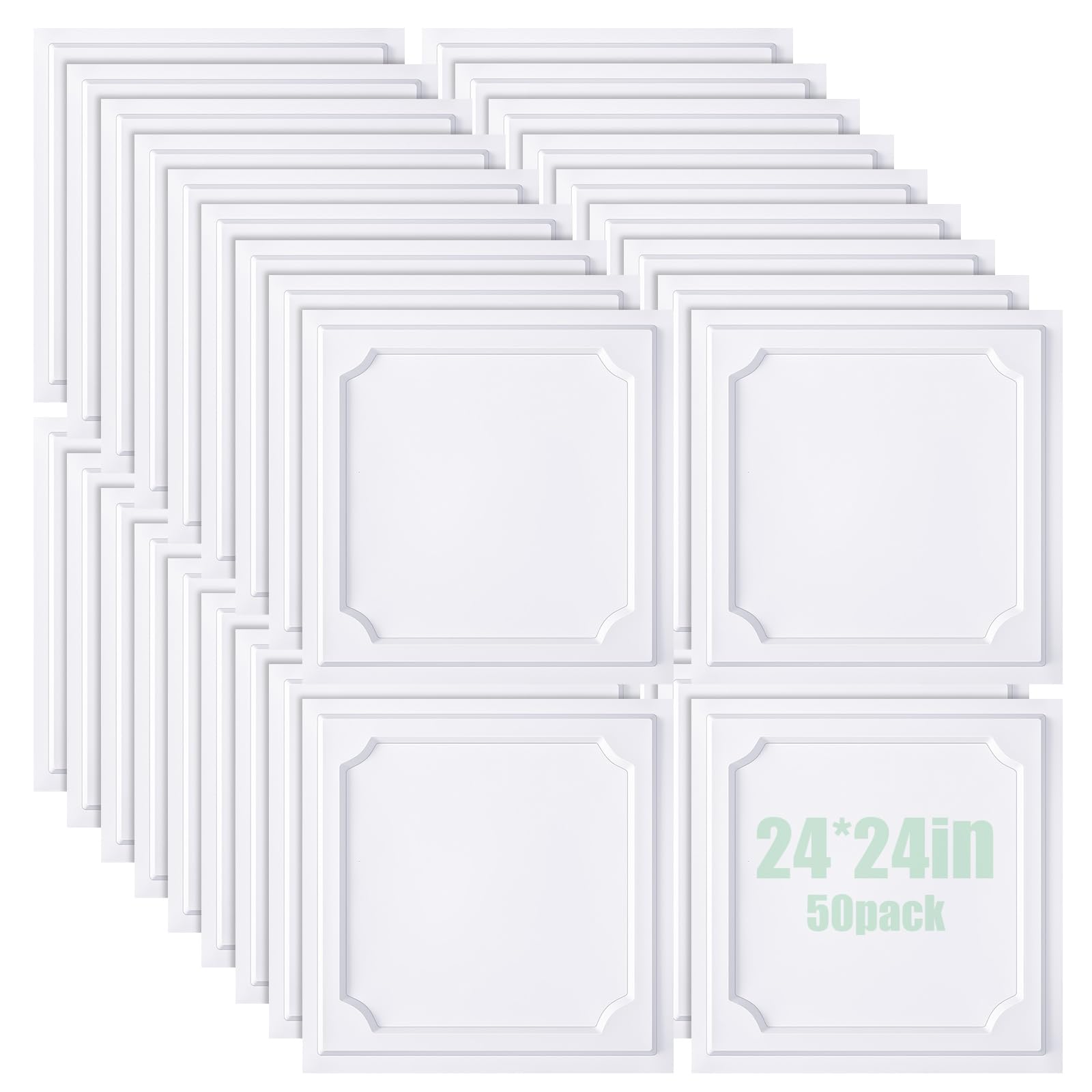 Revestimiento de techo PVC Landical placas decorativas blancas 24x24 pulgadas