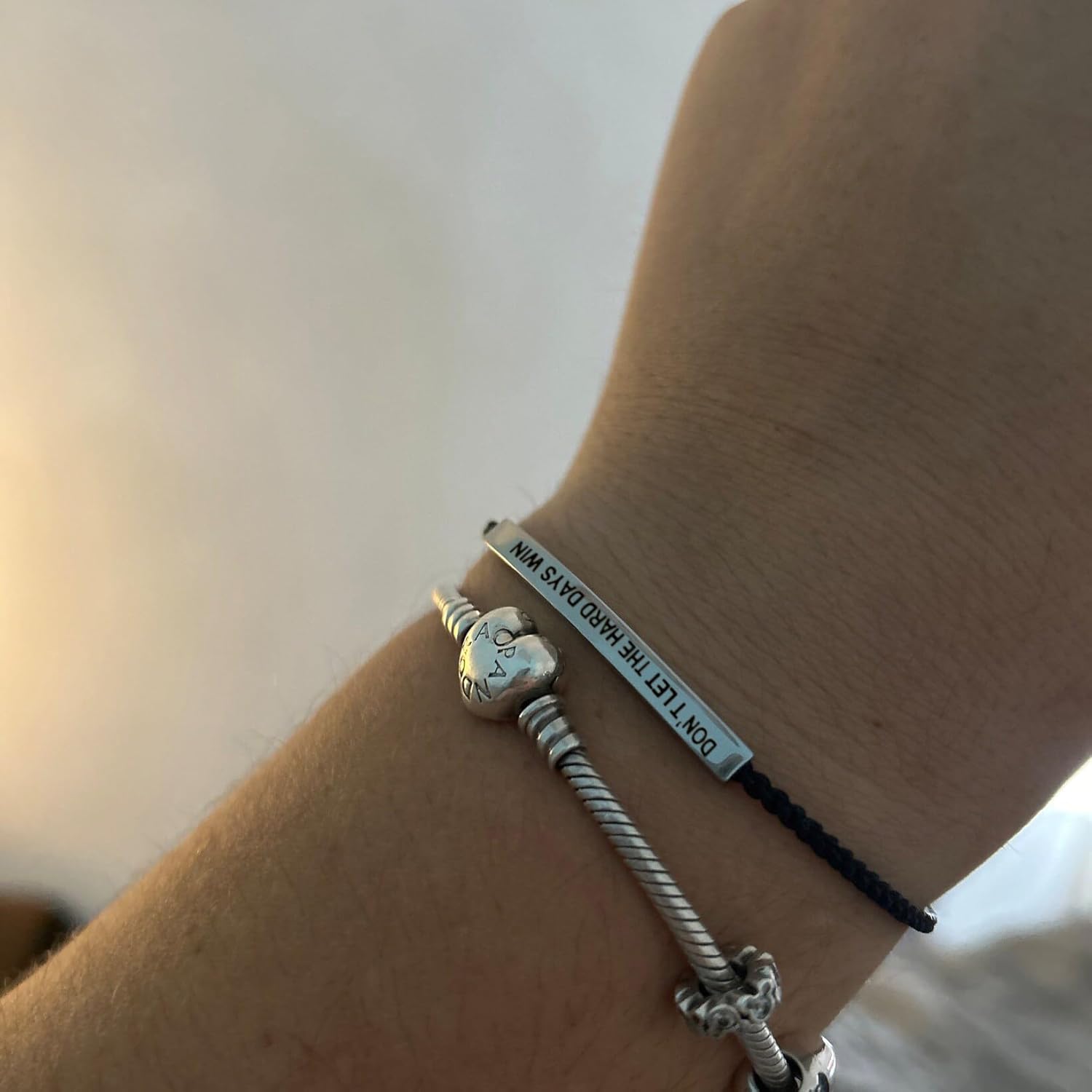 Be Kind of a B Tube Bracelet, Adjustable Hand Bradied Wrap Stainless Steel Handmade Engraved Inspirational Bracelet for Women To My Daughter/Best Friend Inspirational Jewelry Win Silver+Black image 4 of 6 B0DJFSJJY9