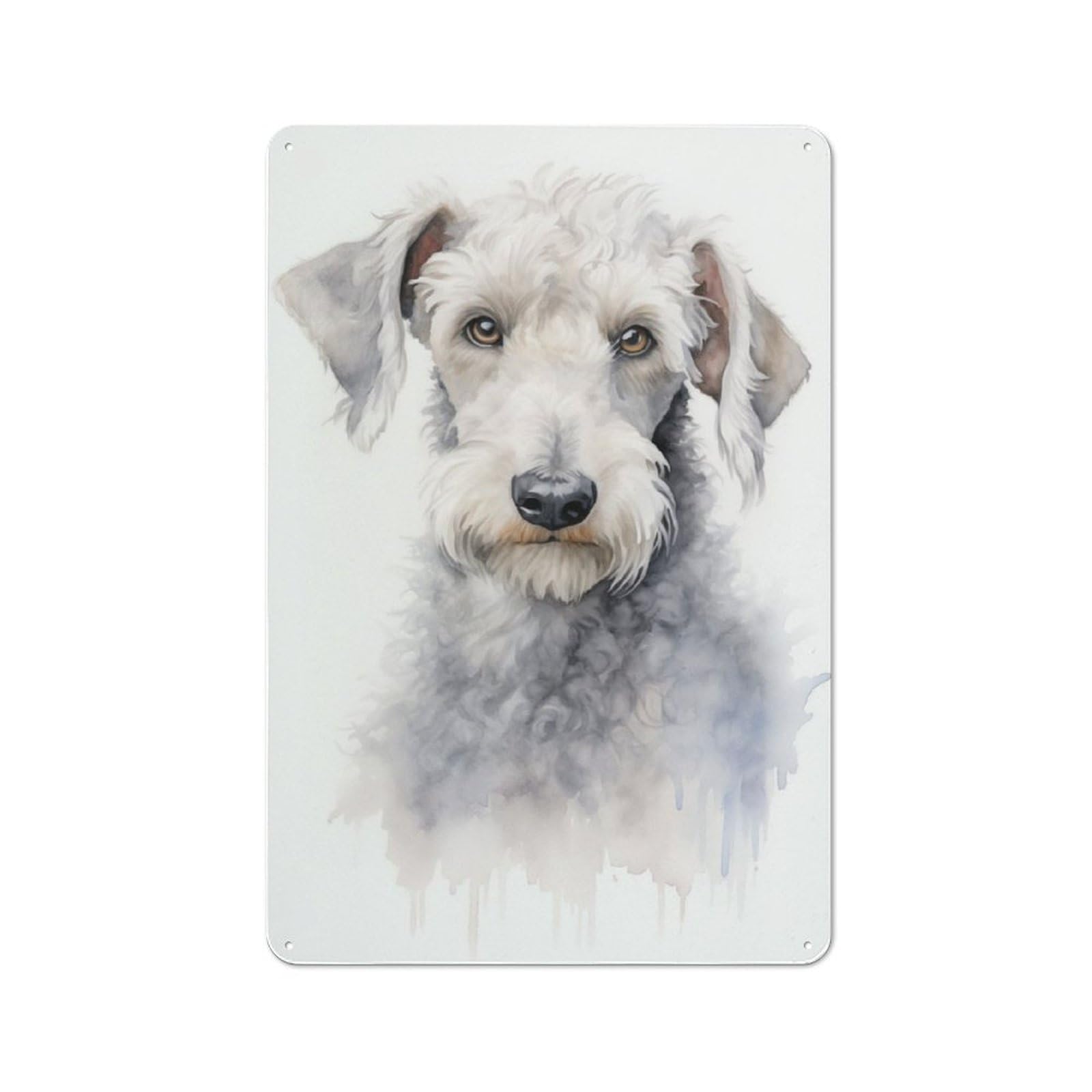 Industrial Metal Sign with Bedlington Terrier Design 30x20cm, Modern Retro Loft Wall Plaque for Workspace, Cafe, Hallway Or Garage