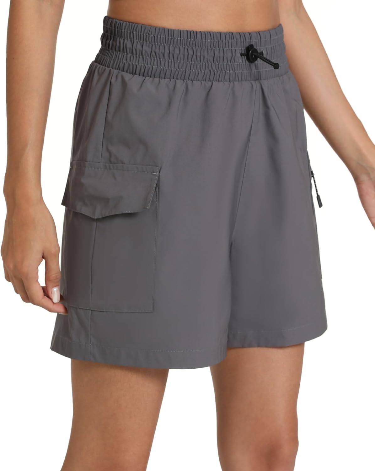 Women's Quick Dry Hiking Cargo Shorts with Zipper Pockets Lightweight Athletic Shorts for Workout Travel Camping - Image 3