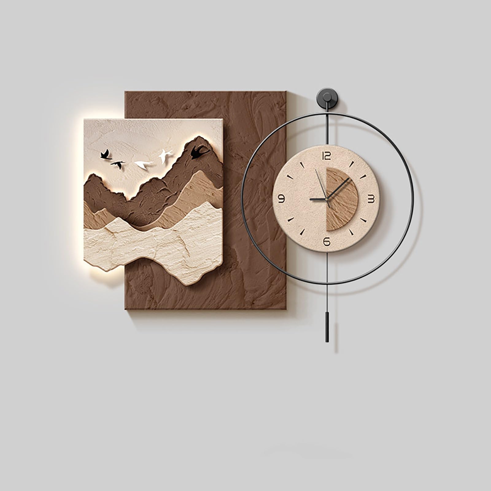 Tableau relief grès 3D décoration murale sculpturale LED - 8