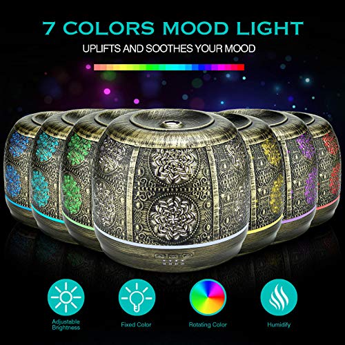 Etarowks Oil Diffuser 500Ml Essential Oil Diffuser Aromatherapy Diffuser Low Noise Operation Ultrasonic Humidifier With 7-Color Led Lighting Suitable For Offices. #TOP5
