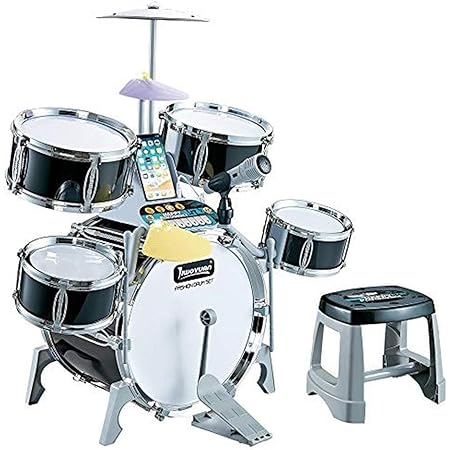 Amazon ダン ドラムセット 子供用 キッズドラム 初心者用 ジャズドラム おもちゃ 1歳 3歳 6歳 太鼓 早期教育 音楽玩具 ドラム 打楽器 知育玩具 初級学習 組み立て簡単 生日プレゼント Black Light ドラム 打楽器 おもちゃ