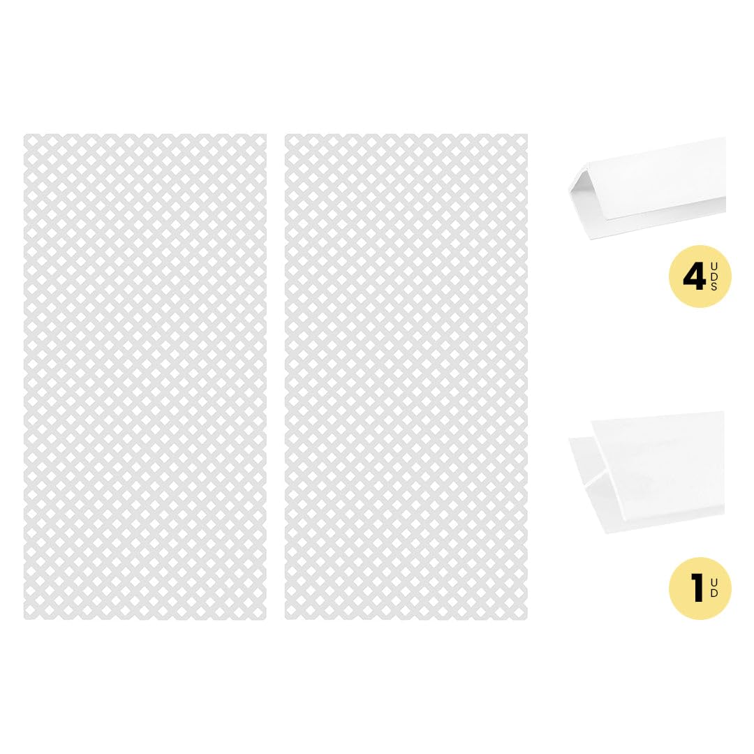 Pack Instalación Vertical 2 Celosías PVC 18 Mm Blanco con Perfiles Y Unión 1x2 M