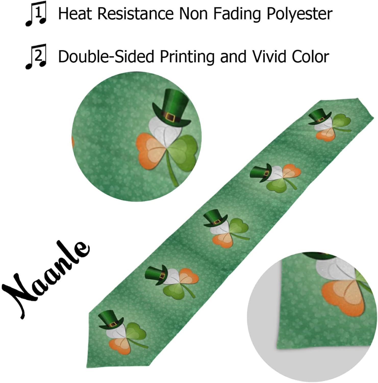 Get Popular Offer Naanle Double Sided St. Patrick's Day Irish Clover Long Polyester Table Runner 13 x 90 Inches, Clover Leave Table Cloth Cover Placemats for Kitchen Dinning Living Holiday Wedding Party Decor