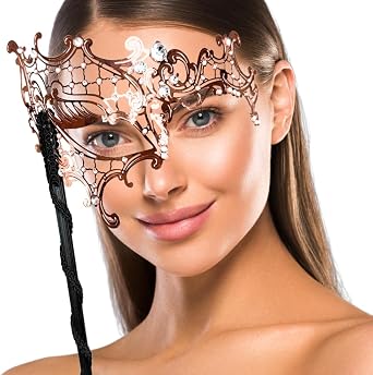 Masquerade Mask with Stick Mardi Gras Party Mask with Holding Stick Masquerade Ball Phantom of the Opera Mask