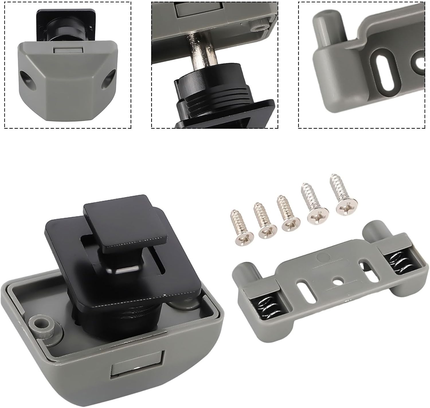 Sleek Design Zinc Alloy Catch Lock with Push Button Functionality Perfectly Suited to Motorhomes and Caravans (Black)