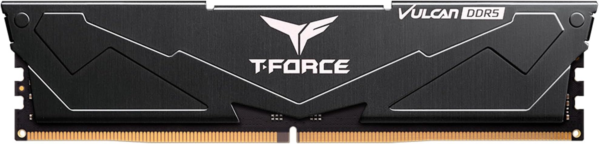 T-Force Vulcan 32GB 5200MHz (5200MT/s) CL40 Black DDR5 UDIMM Desktop Gaming Memory, Metal Heatsink, ECC, XMP 3.0/AMD Expo, Compatible with Intel/AMD CPU, High Performance, Low Latency RAM