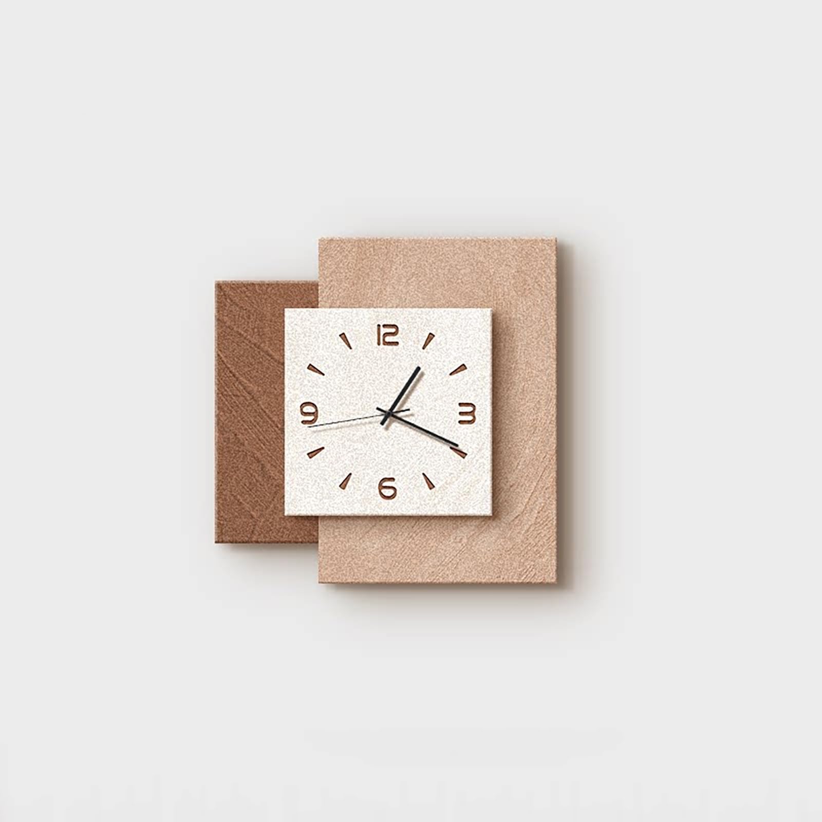 Horloge en grès 3D LED style crème et tableau mural minimaliste silencieux