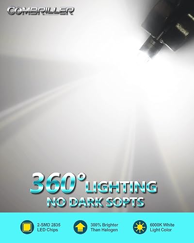 Miniatura 3 de Combriller Bombilla LED de 194 6000 K, color blanco, sin errores, 194 168, T10 2825 w5w, luces LED para interior de automóvil, luz de tablero