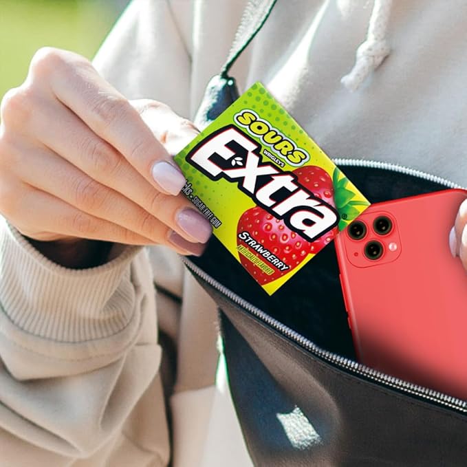 Chicle Sin Azúcar EXTRA Sours Sabor Fresa, Pack de 10 Unidades miniatura 8