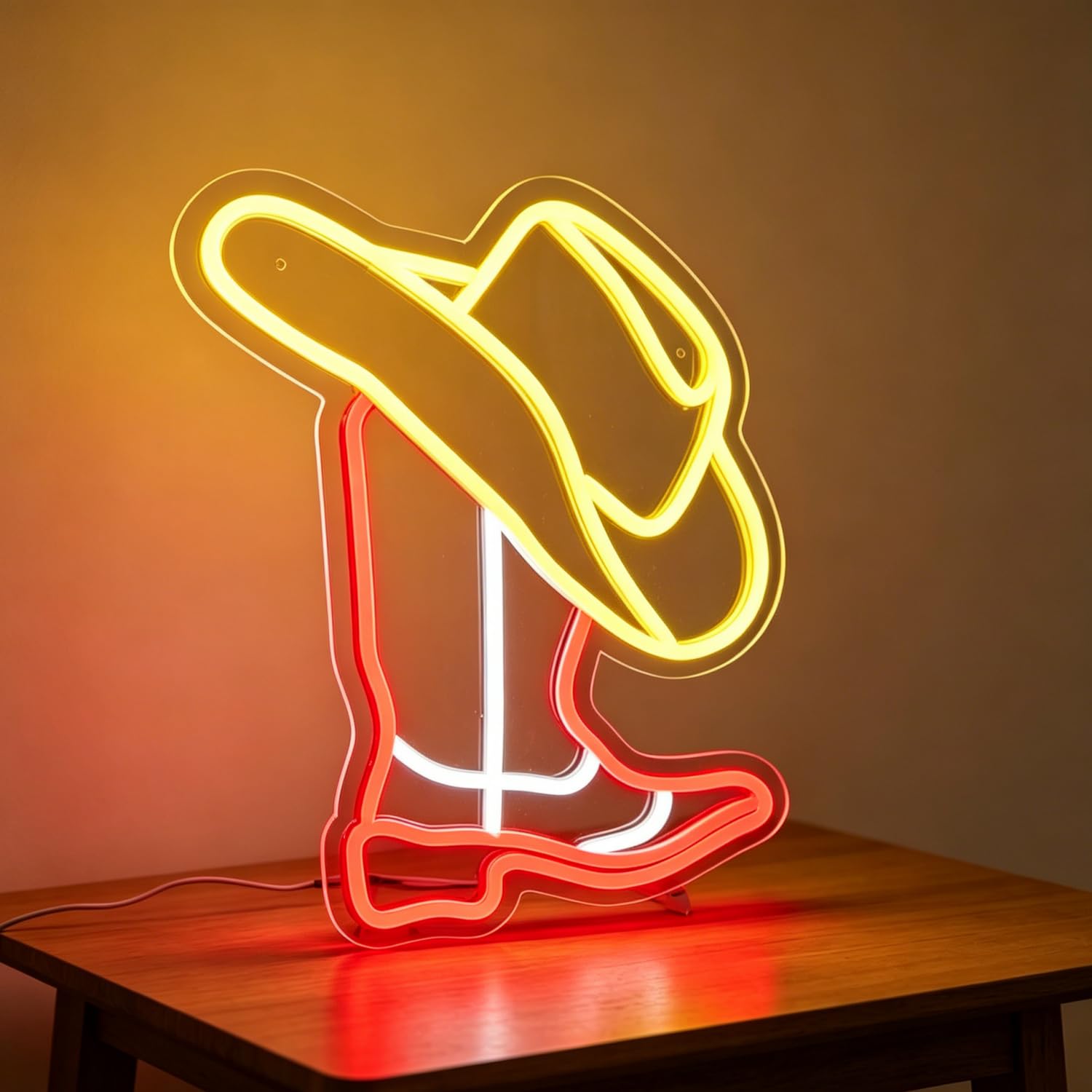 Cowboy Boots Neon Sign LED Neon Cowboy Boots Sign Light Up for Wall Decor, Dimmable USB Powered Neon Light for Bar, Cow Decor, Girls Room, Game room, Living room, Farm, man cave 12.99’’x9.84’’