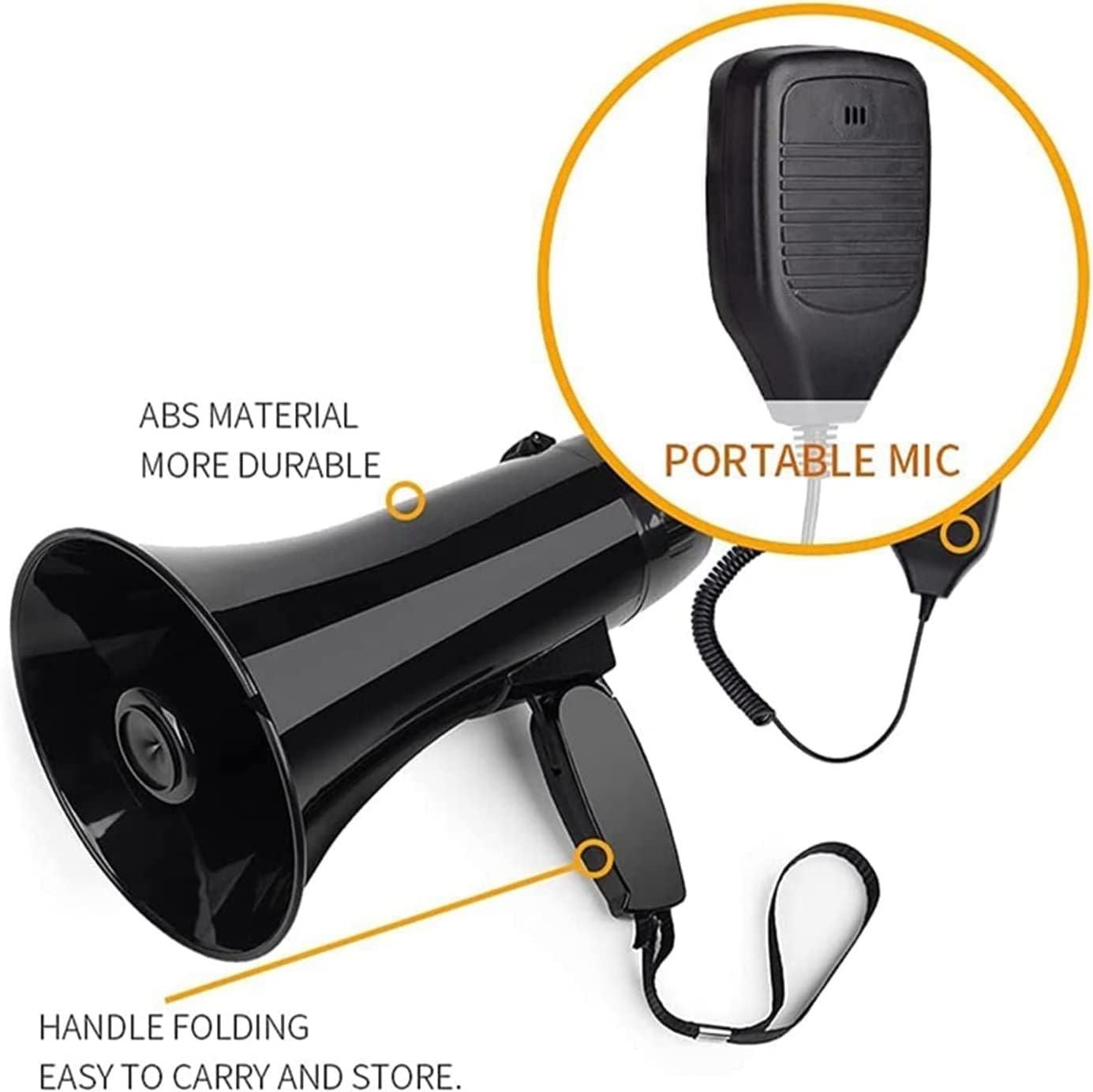 Megaphones Portable Megaphone Speaker 35w Power Band Detachable Handheld Megaphone Built-in Siren for Safety Drills Bullhorn Speaker Clearer