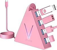 Vista 10 de FlyingVHUB Hub USB 3.0 de 4 puertos, torre concentrador USB con cable extendido de 2 pies, divisor USB para laptop, PC, PS4, PS5, Xbox, mouse, Negro