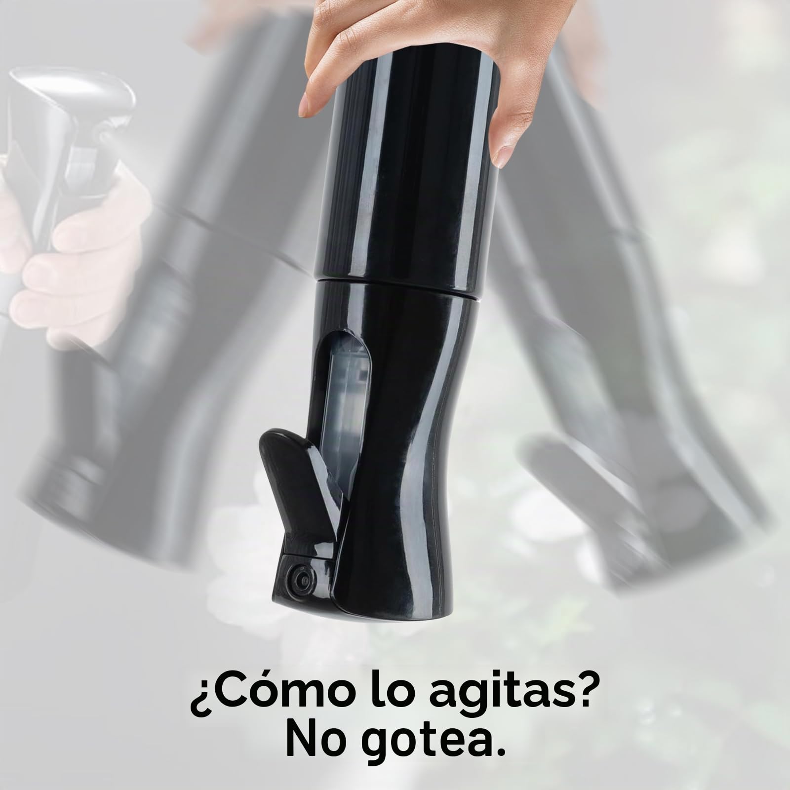 2 botellas de spray para el cabello de 200 ml con niebla fina continua para plantas, limpieza, alcohol, etc. (negro)