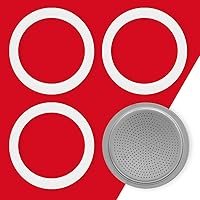 Vista 2 de Bialetti 3 juntas (anillos de goma) 1 placa de filtro de repuesto para Moka 12 tazas